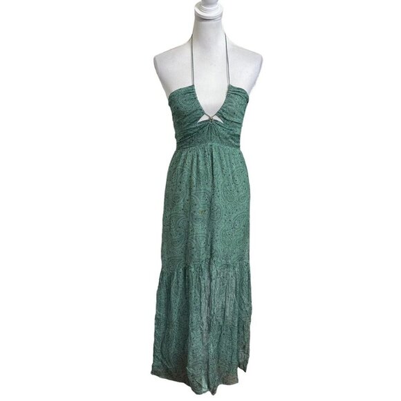 Suboo Stella Cut-Out Maxi Dress Green Women’s Size XS Halter Chiffon Flawed - Picture 2 of 13